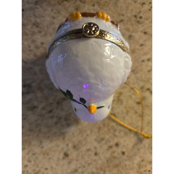 Porcelain Hinged Hanging Dove Trinket Box Christmas Ornament - Picture 10 of 10